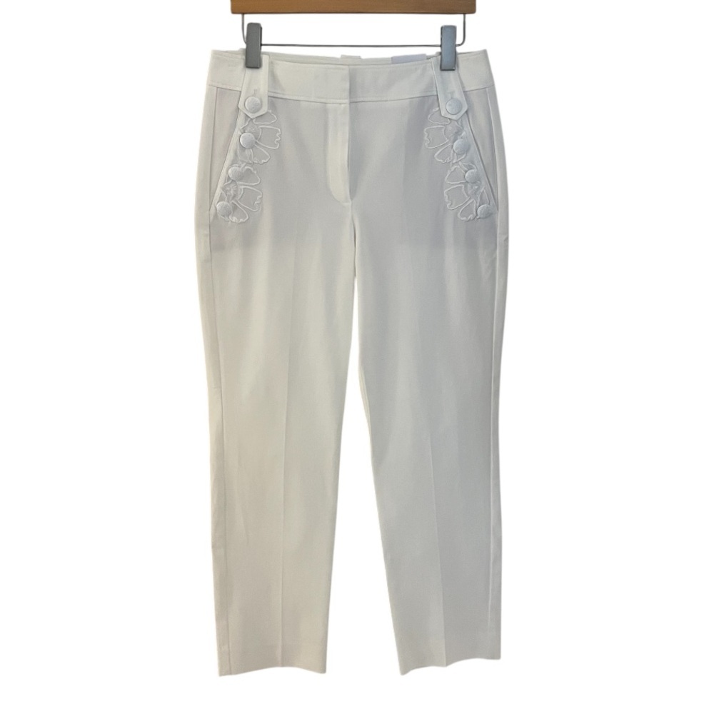 White House Black Market Jolie Novelty Button Straight Pants NWT Size 8R - Picture 3 of 13